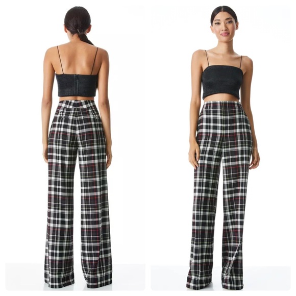 ALICE + OLIVIA Dylan Plaid Wide Leg Pant - Picture 4 of 12